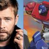 Chris Hemsworth and Optimus Prime