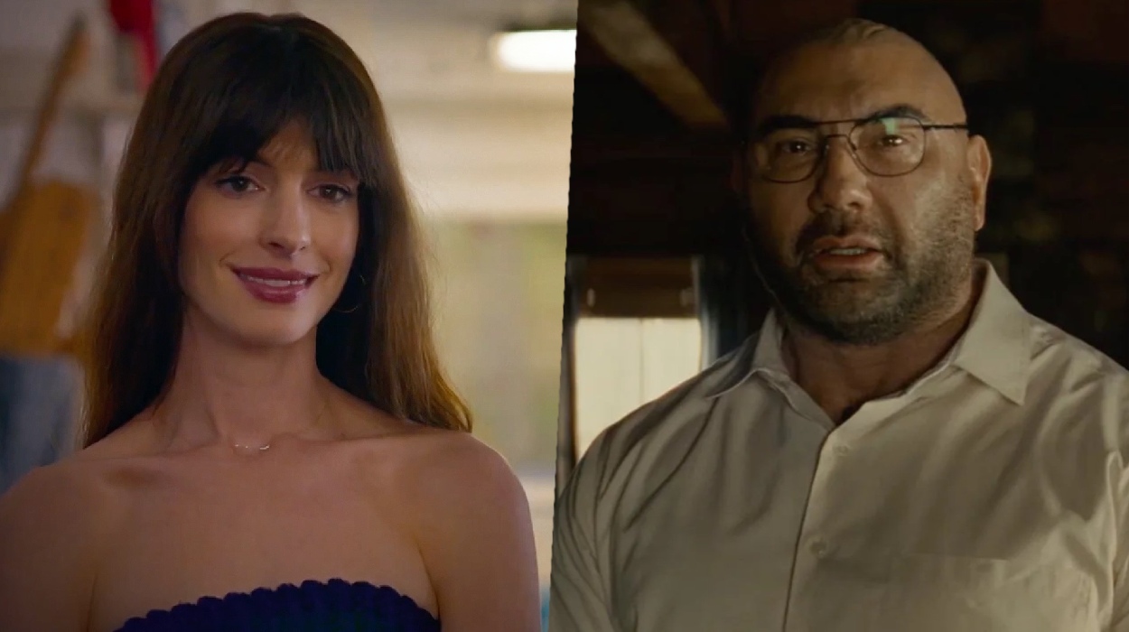 Anne Hathaway and Dave Bautista